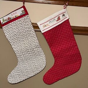 Festive Red and White Holiday Stockings Set